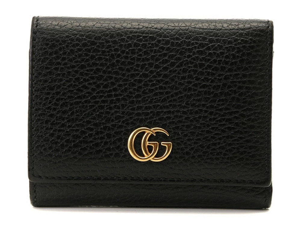 Gucci Marmont W hook compact wallet black leather